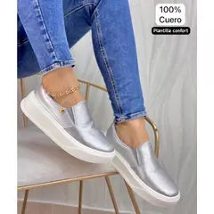 EVEGONZ - Mocasin de mujer Clazado Cuero Dama