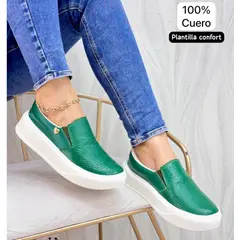 EVEGONZ - Zaptos mujer cuero mocasin