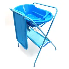 ABBA - Bañera bebe Soporte Completo Con Cambiador De Pañales azul