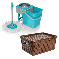 ENERGY PLUS - Trapero Giratorio Microfibra + Caja Organizadora Café