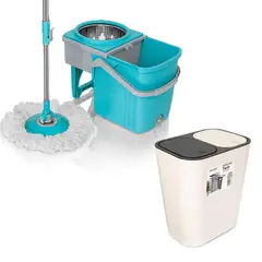 ENERGY PLUS - Trapero Giratorio Microfibra + Cesto de Basura Push Doble