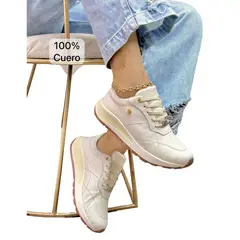 EVEGONZ - Tenis en Cuero Para Mujer Zapato Cómodo Blanco