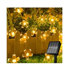 KOBALT - Guirnalda de luces LED solares de flores para exteriores impermeables