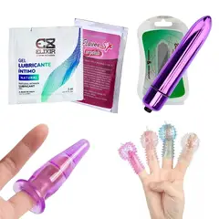 ELIXIR - Kit Plug Anal + Vibrador Bala + Funda Dedos + x2 Lubricante