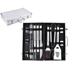 ONE PIXEL - Kit Asados Parrillero Bbq 18 Piezas Con Maletin