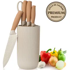 ONE PIXEL - Set De Cuchillos De 5 Piezas Con Porta Cuchillos Premium