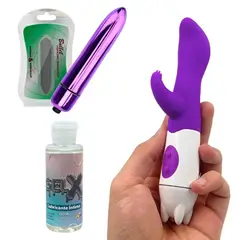 GENERICO - Kit x2 Vibrador Tipo Bala + Doble Estimulación + Lubricante