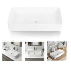 GENERICO - Lavamanos Blanco Plano Olympic Rectangular 57 X 37 X 8,5 Cm