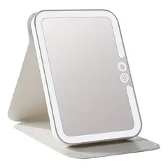 GENERICO - Espejo Maquillaje Plegable Luz Led 3 Tonos Táctil Recargable