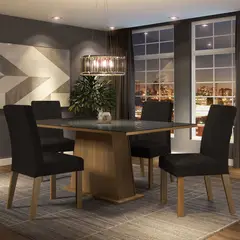 MADESA - Juego de Comedor Sabrina 4 Sillas Oxford - Tablero de Madera y Cristal