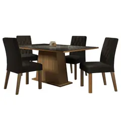 MADESA - Juego de Comedor Aryeli 4 Sillas Oxford - Tablero de Madera y Cristal