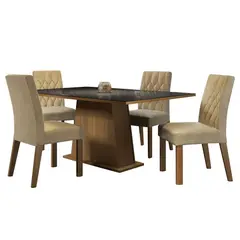 MADESA - Juego de Comedor Aryeli con 4 Sillas - Tablero de Madera y Cristal