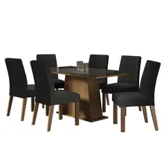 MADESA - Juego de Comedor Patricia 6 Sillas Oxford - Tablero Madera y Cristal