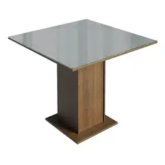 MADESA - Mesa de Comedor Cuadrada 4 Puestos - Tablero de Madera y Cristal