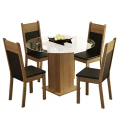 MADESA - Juego de Comedor Beta con 4 Sillas - Encimera Redonda de Cristal