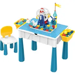 GENERICO - Mesa Lego Bloques Construcción Con Silla Para Niños