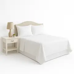TRU - Juego de Sabanas Semidoble Blanco 180 Hilos