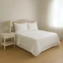 TRU - Juego de Sabanas Semidoble Blanco 144 Hilos