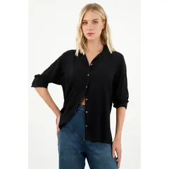 TENNIS - Camisa manga larga negra para mujer