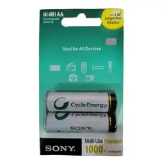 SONY - Pila Batería Recargable Aa X2 Unidades 2500mah 12v Ni-mh