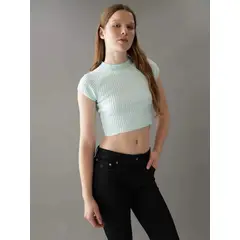 CALVIN KLEIN - Camiseta Verde Cropped Manga Corta Para Mujer