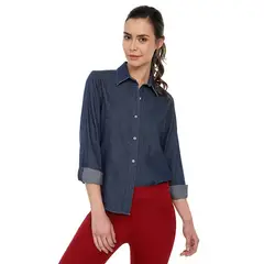 LEC LEE - Blusa De Jean Para Mujer Basic Indigo Medio-