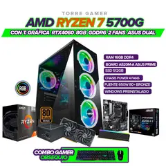 AMD - PC GAMER RYZEN 7 5700G/ GRAFICA RTX4060 8GB/ RAM 16GB/ SSD 512GB + COMBO GAMER