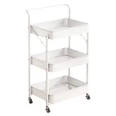 GENERICO - Carro Cocina Y Baño De 3 Canasta Con Ruedas Plegable