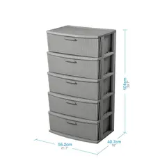 PLASTICOS MQ - Comoda Cajonero Organizador 5 Niveles Textura Crochet Marca MQ