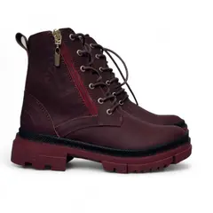 CALZADO CON ALTURA MONSERRATE - Bota en CUERO para mujer moreliber ref mandala vino