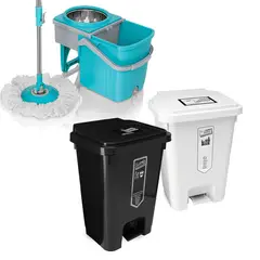 ENERGY PLUS - Trapero Giratorio Mop + Punto Ecológico 35Lts De 2 Canecas