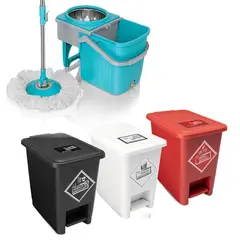 ENERGY PLUS - Trapero Giratorio Mop + Punto Ecológico 8Lts De 3 Canecas