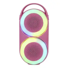 JALTECH - Altavoz Dual Bluetooth 51 Con Tws Y Luces Rgb Rosa chicle