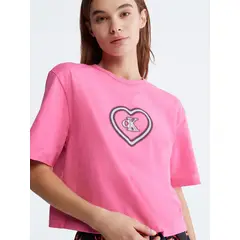 CALVIN KLEIN - Camiseta De Pijama Rosada Con Corazón Para Mujer