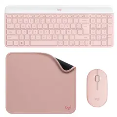 LOGITECH - Combo Inalámbrico Mk470 + Pad Mouse Studio Series Pnk