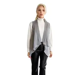 FRIOLENTA - Chaleco Buzo Puntas Moda Gris