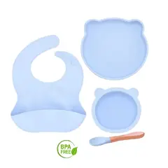 MUNDO BEBE - Set Vajilla Para Bebé 4 Piezas Silicona Libre BPA