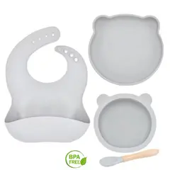 MUNDO BEBE - Set Vajilla Para Bebé 4 Piezas Silicona Libre BPA