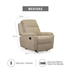 ELITE LIVING - SILLA RECLINABLE MARSELLA 1P MECEDORA MICROFIBRA CAMEL