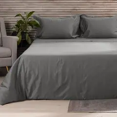 DISTRIHOGAR - Cover Duvet 400 hilos 100% Algodón Menfis Gris Oscuro Queen
