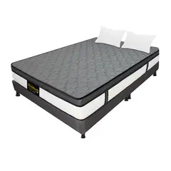 DORMILANDIA - Combo colchón gris king resortado dublín+base cama dividida+almohadas