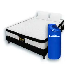 DORMILANDIA - Combo Colchón Semidoble Resortado Versalles Enrollado+Base Cama Entera+Almohada