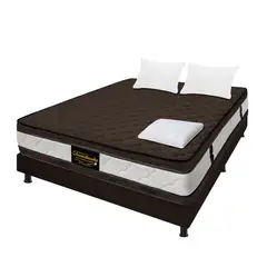 DORMILANDIA - Combo colchón semidoble resortado marshall café + base cama +almohadas