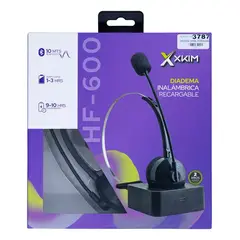 XKIM - DIADEMA BLUETOOH RECARGABLE MONO HF-600+ BASE DE CARGA