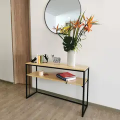 ALIK DISEÑO - Consola Recibidor De Entrada Estilo Industrial Dos Niveles 100cm Negro