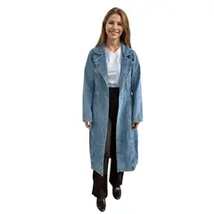 FRIOLENTA - Abrigo Jean Largo Gaban Denim Moda