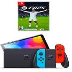 NINTENDO SWITCH - Consola Oled Neon+Fc 25+Vidrio