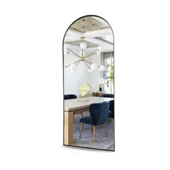 ALIK DISEÑO - Espejo De Piso Cuerpo Entero Marco Metálico Negro 80x180cm