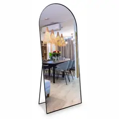 ALIK DISEÑO - Espejo De Piso Cuerpo Entero Marco y Soporte Metálico Negro 80x180cm