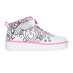SKECHERS - TENIS BLANCOS PARA NIÑA SK SPORT COURT 92 COLOR ME KICKS WHT
